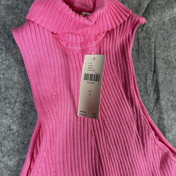 Anthropologie Pilcro High Neck Ribbed Knit Tank Sweater Womens Small Hot Pink - Picture 4 of 9
